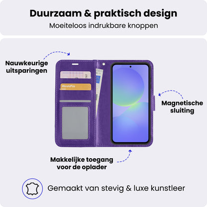 Samsung A36 Hoesje Bookcase Cover met Kaarthouder - Paars