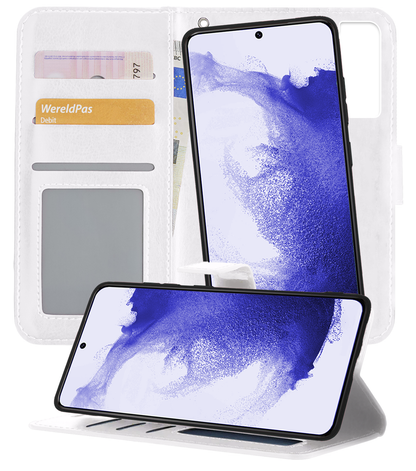 Samsung S22 Hoesje Bookcase Cover Uitneembaar - Wit