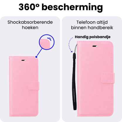 Samsung S25 Ultra Hoesje Bookcase Cover met Kaarthouder - Lichtroze