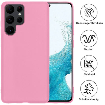 Samsung S22 Ultra Hoesje Siliconen Backcover Lichtgewicht - Lichtroze