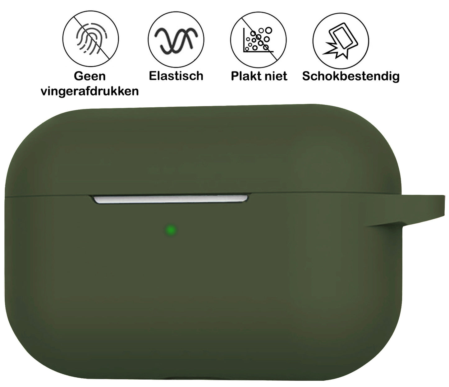 AirPods 3 Hoesje Siliconen met Clip - Donkergroen