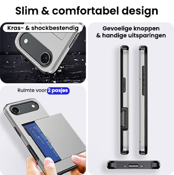 iPhone Air Hoesje Kaarthouder Hard Case Shockproof - Grijs