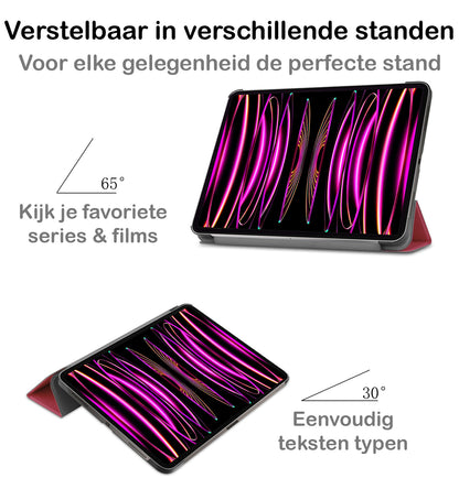 iPad Pro 2022 (11 inch) Trifold Bookcase Hoes - Donkerrood