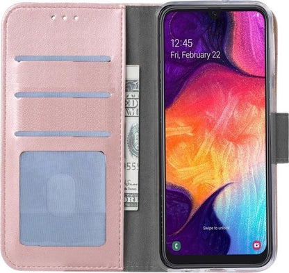 Samsung Galaxy A50 Hoesje Bookcase Cover met Kaarthouder - Rosé goud