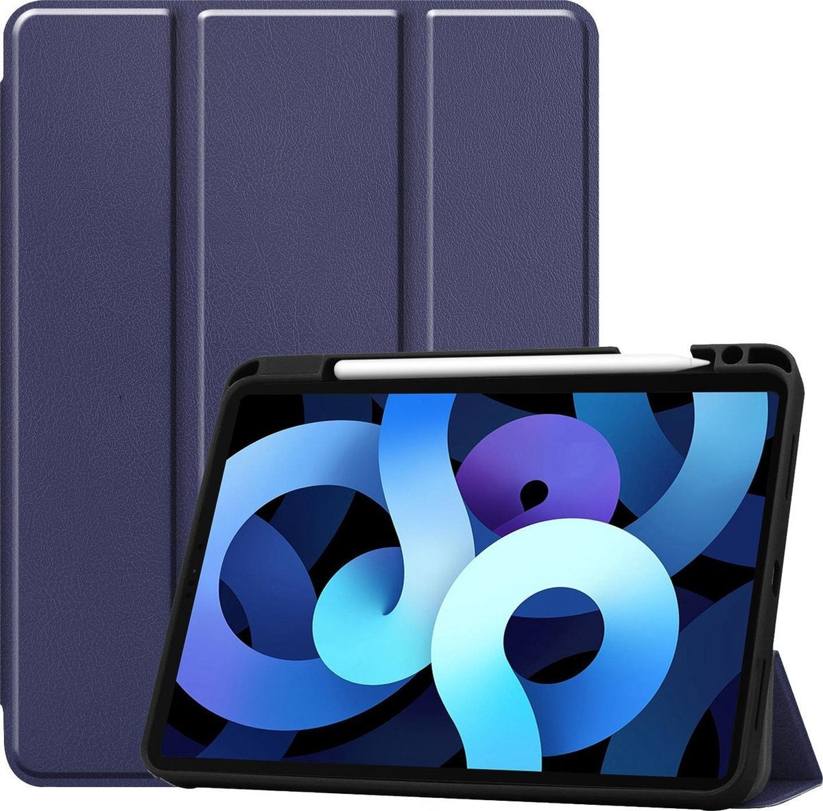 iPad Air 2020 Hoesje Book Case Met Apple Pencil Uitsparing - Donkerblauw