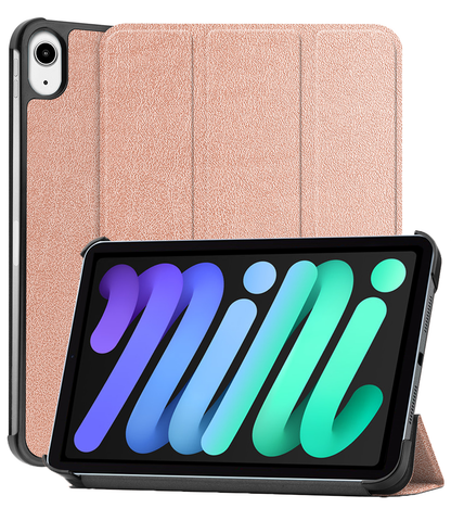 iPad Mini 7 Trifold Bookcase Hoes - Rosé goud