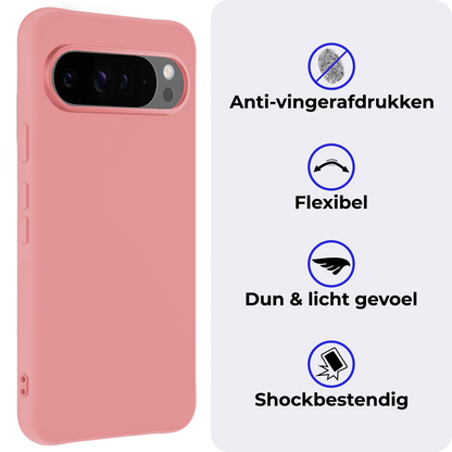 Google Pixel 9 Pro Hoesje Siliconen Backcover Lichtgewicht - Lichtroze