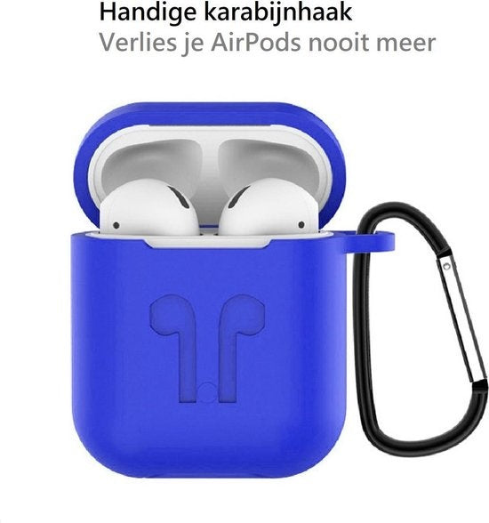 AirPods 2 Hoesje Siliconen 3-in-1 met Clip - Blauw