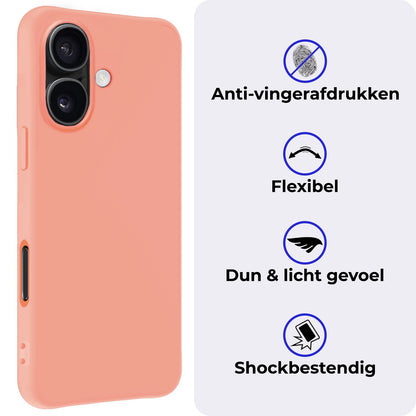 iPhone 16 Plus Hoesje Siliconen - Perzik