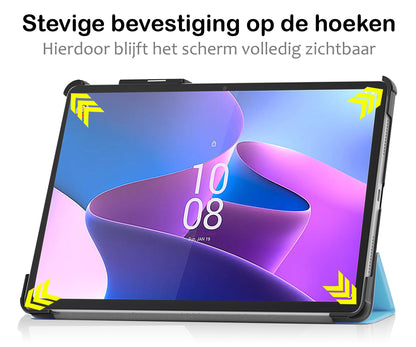 Lenovo Tab P11 Pro Trifold Bookcase Hoes met Penhouder Lenovo Pen - Lichtblauw