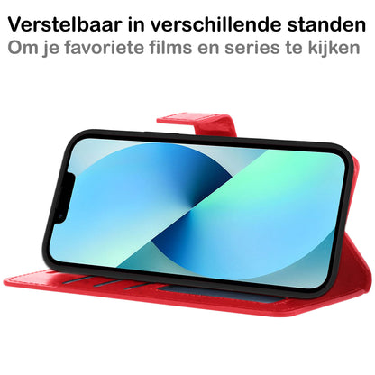iPhone 13 Mini Hoesje Bookcase Cover met Kaarthouder - Rood
