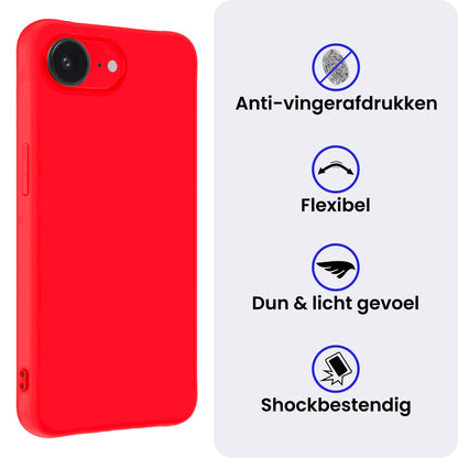 iPhone 16e Hoesje Siliconen Backcover Lichtgewicht - Rood