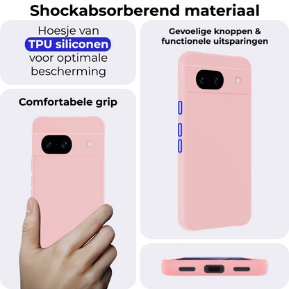 Google Pixel 8a Hoesje Siliconen Backcover Lichtgewicht - Lichtroze