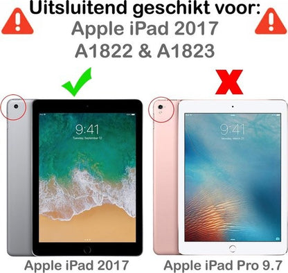 iPad 2017 Trifold Bookcase Hoes - Donkerroze