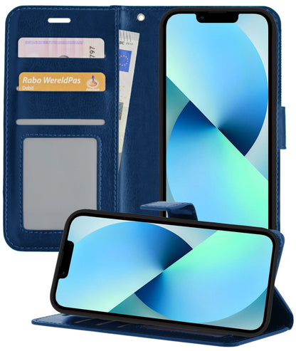 iPhone 13 Pro Hoesje Book Case Kunstleer - Donkerblauw