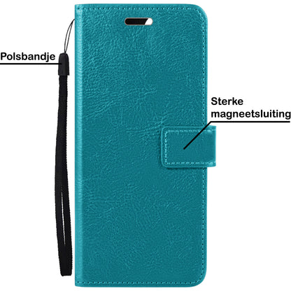 iPhone 14 Pro Max Hoesje Bookcase Cover met Kaarthouder - Turquoise