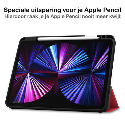 iPad Pro 2021 (11 inch) Trifold Bookcase Hoes met Penhouder voor Apple Pen - Rood