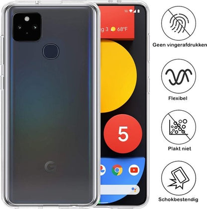 Google Pixel 5 Hoesje Siliconen Backcover Lichtgewicht - Transparant