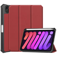 iPad Mini 6 Trifold Bookcase Hoes met Penhouder voor Apple Pen - Donkerrood