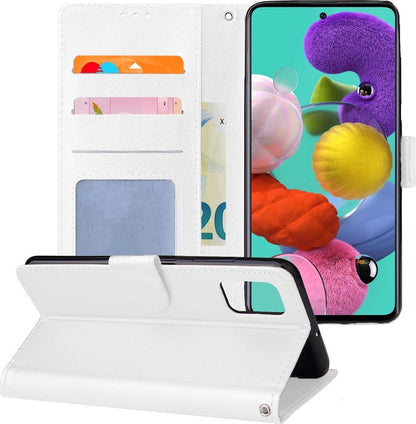 Samsung A51 Hoesje Bookcase Cover met Kaarthouder - Wit