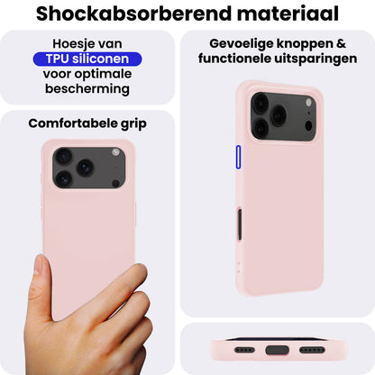 iPhone 17 Pro Hoesje Siliconen Backcover Lichtgewicht - Lichtroze