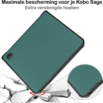 Kobo Libra 2 Trifold Hoesje - Donkergroen