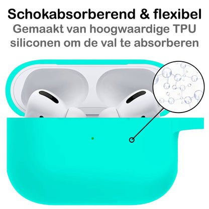 AirPods Pro 2 Hoesje Siliconen met Clip - Mintgroen