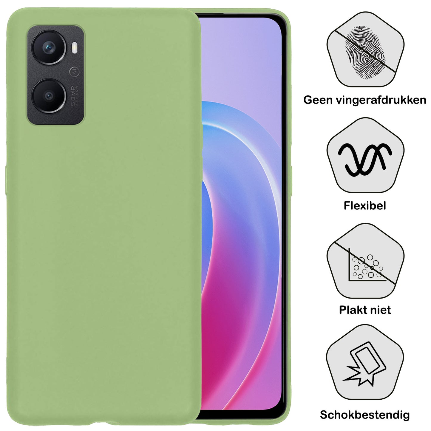 OPPO A76 Hoesje Siliconen - Groen