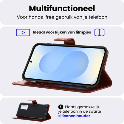 Samsung S25 Plus Hoesje Bookcase Cover met Kaarthouder - Bruin