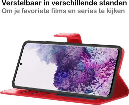 Samsung S20 Ultra Hoesje Bookcase Cover met Kaarthouder - Rood