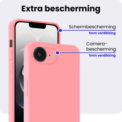 iPhone 16e Hoesje Siliconen Backcover Lichtgewicht - Lichtroze