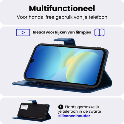 Samsung A26 Hoesje Bookcase Cover met Kaarthouder - Donkerblauw