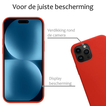 iPhone 15 Pro Max Hoesje Siliconen Backcover Lichtgewicht - Rood