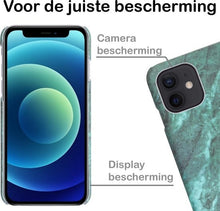 iPhone 12 Hoesje Marmer Hard Case Cover - Groen