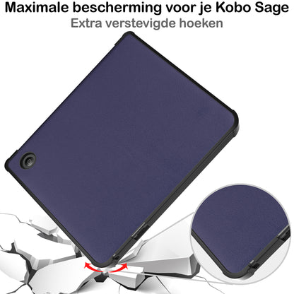 Kobo Sage Trifold Bookcase Hoes - Donkerblauw