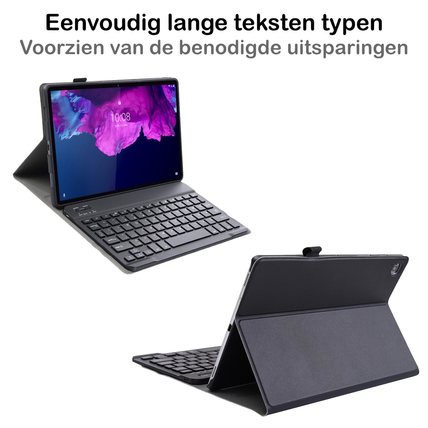 Lenovo Tab P11 Hoesje Toetsenbord Case Kunstleer - Zwart