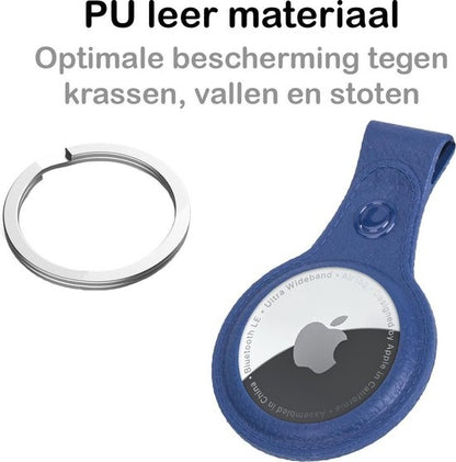 Apple AirTag Hoesje Leren Full Cover Lichtgewicht - Donkerblauw