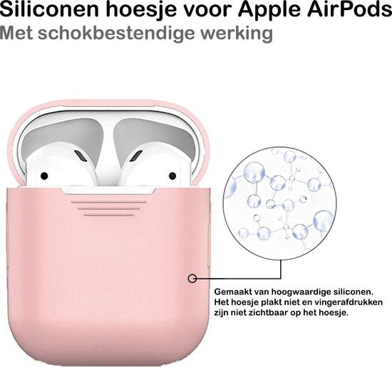 AirPods 1 Hoesje Siliconen met Clip - Lichtroze