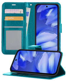 Google Pixel 9a Hoesje Bookcase Cover met Kaarthouder - Turquoise