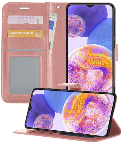 Samsung A23 Hoesje Bookcase Cover met Kaarthouder - Rosé goud