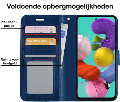 Samsung A51 Hoesje Book Case Kunstleer - Donkerblauw