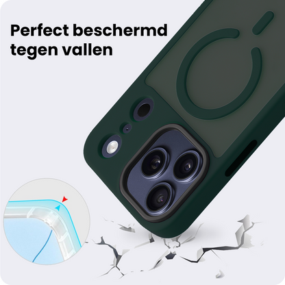 iPhone 17 Pro Hoesje Geschikt voor Magsafe Backcover Shockproof - Donkergroen