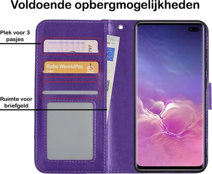 Samsung S10 Hoesje Book Case Kunstleer - Paars