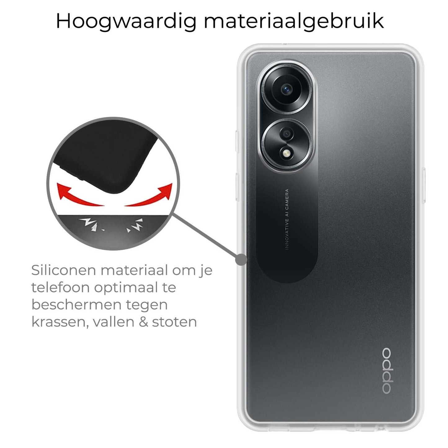 OPPO A58 Hoesje Siliconen - Transparant