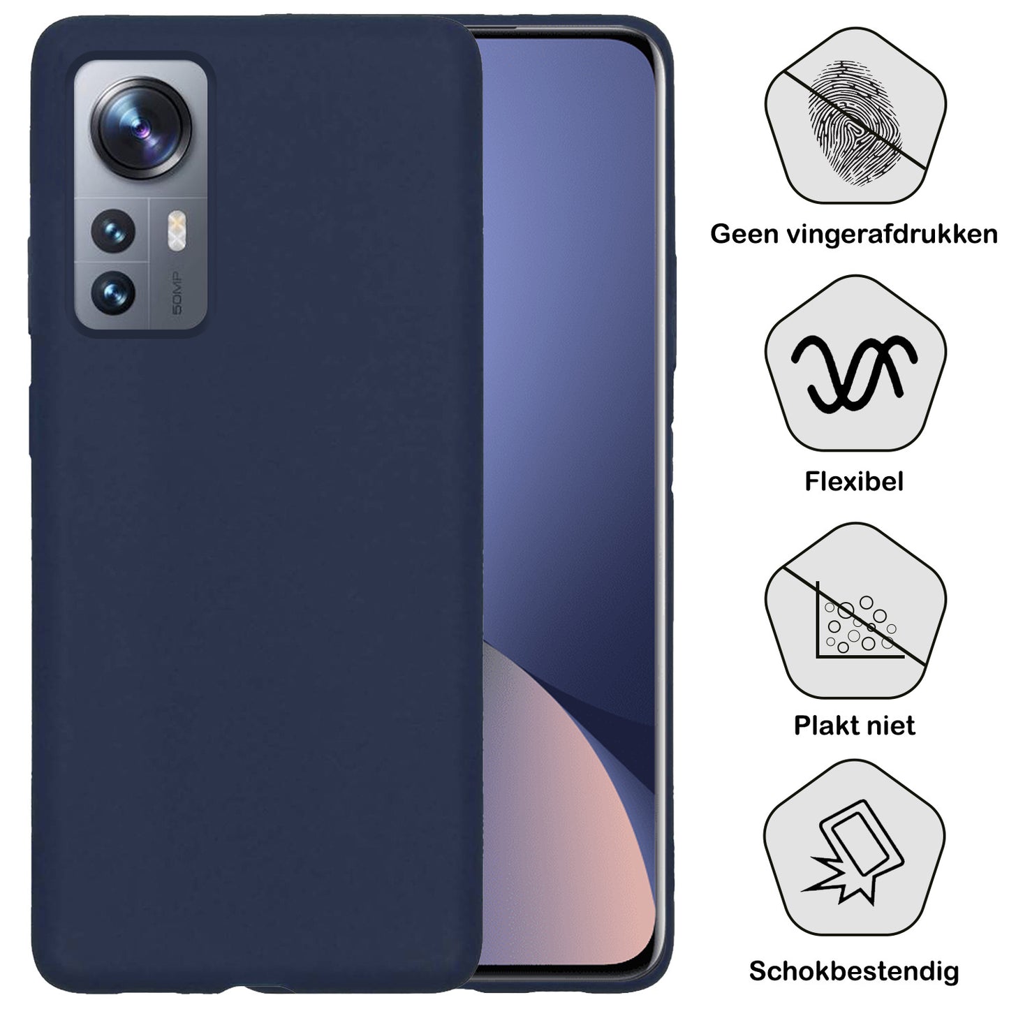 Xiaomi 12 Pro Hoesje Siliconen - Donkerblauw