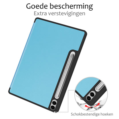 Samsung Galaxy Tab S9 FE Plus Trifold Bookcase Hoes met Penhouder voor S Pen - Lichtblauw