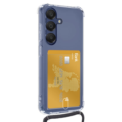 Samsung A16 Hoesje Kaarthouder met Koord Backcover Shockproof - Transparant