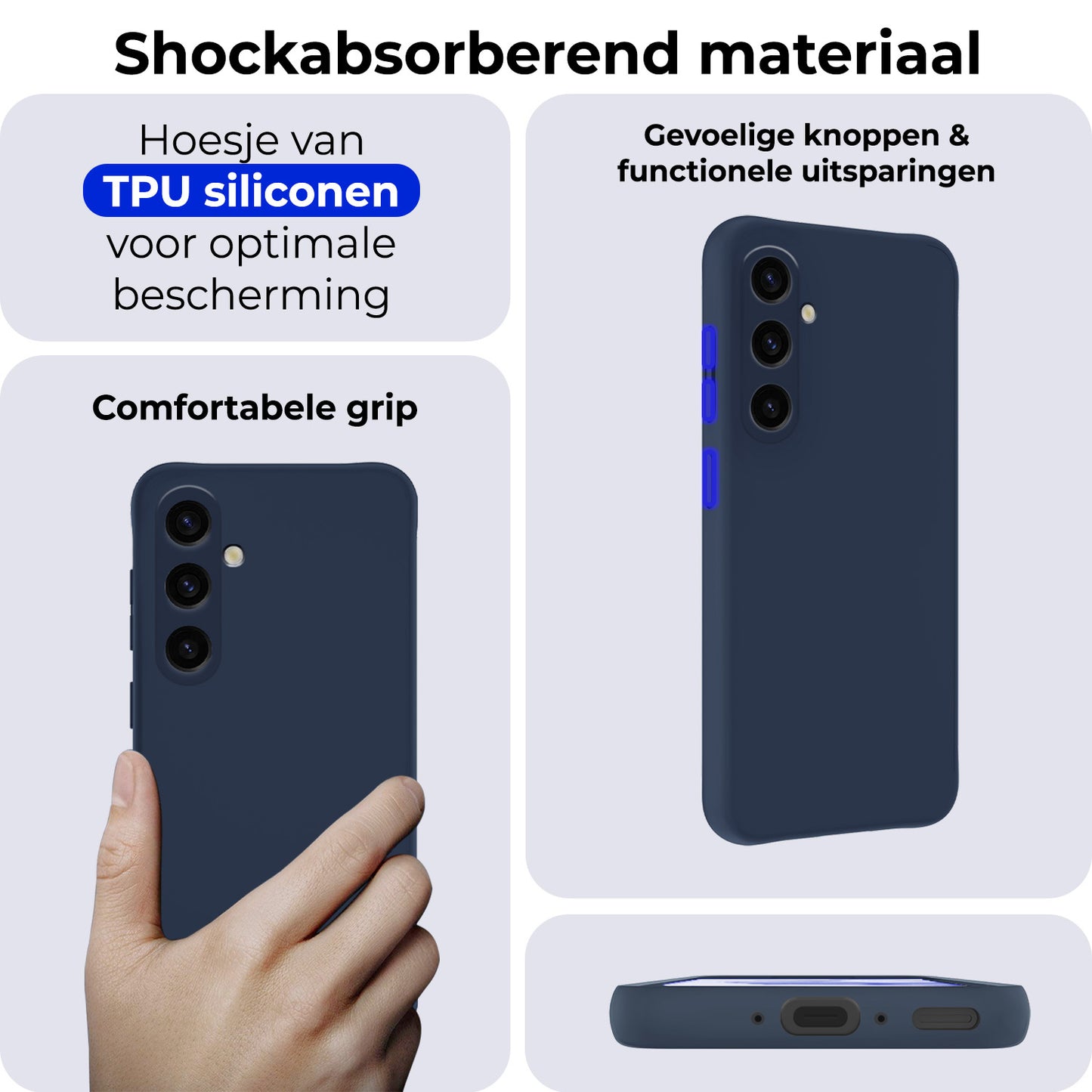 Samsung A35 Hoesje Siliconen - Donkerblauw