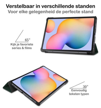 Samsung Galaxy Tab S6 Lite Trifold Bookcase Hoes - Donkergroen