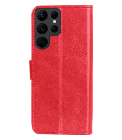 Samsung S23 Ultra Hoesje Bookcase Cover met Kaarthouder - Rood